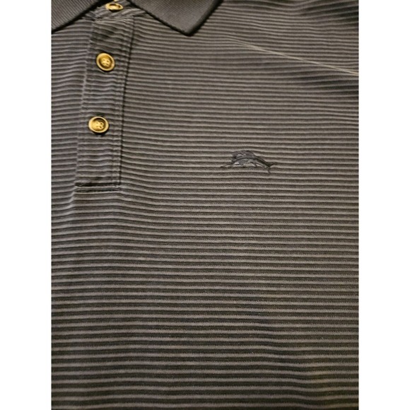 Tommy Bahama Polo Short Sleeve Men's XL Blue Striped Casual Vacation - Picture 5 of 7